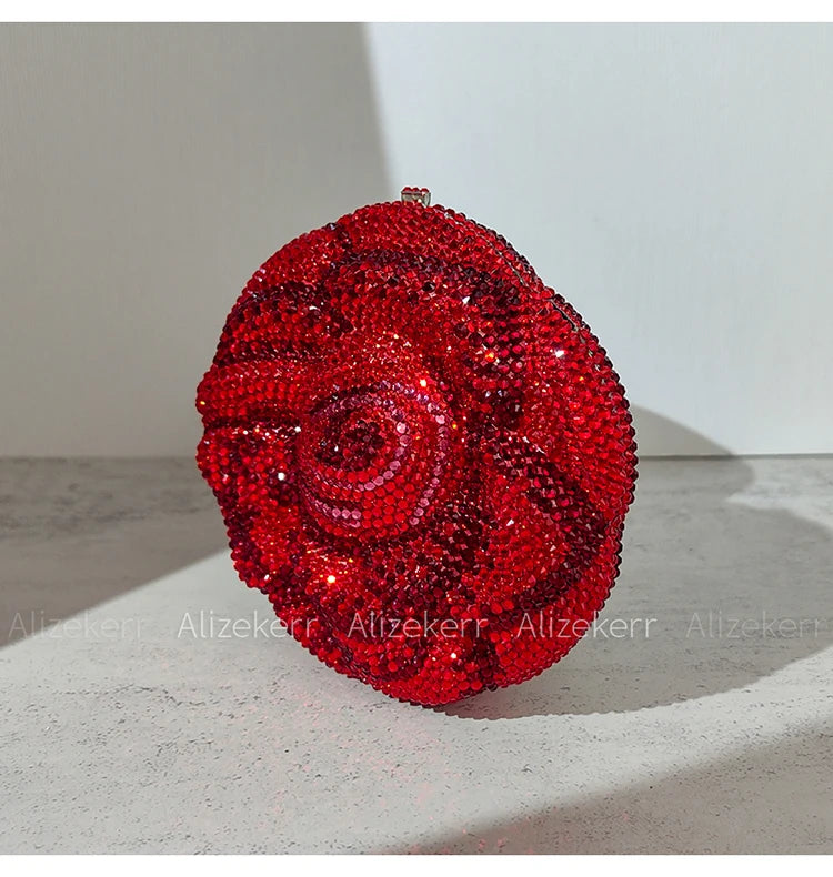 Pochette soirée rose avec cristaux et strass, sac de fête luxe pour femme, idéal pour mariage et événements élégants