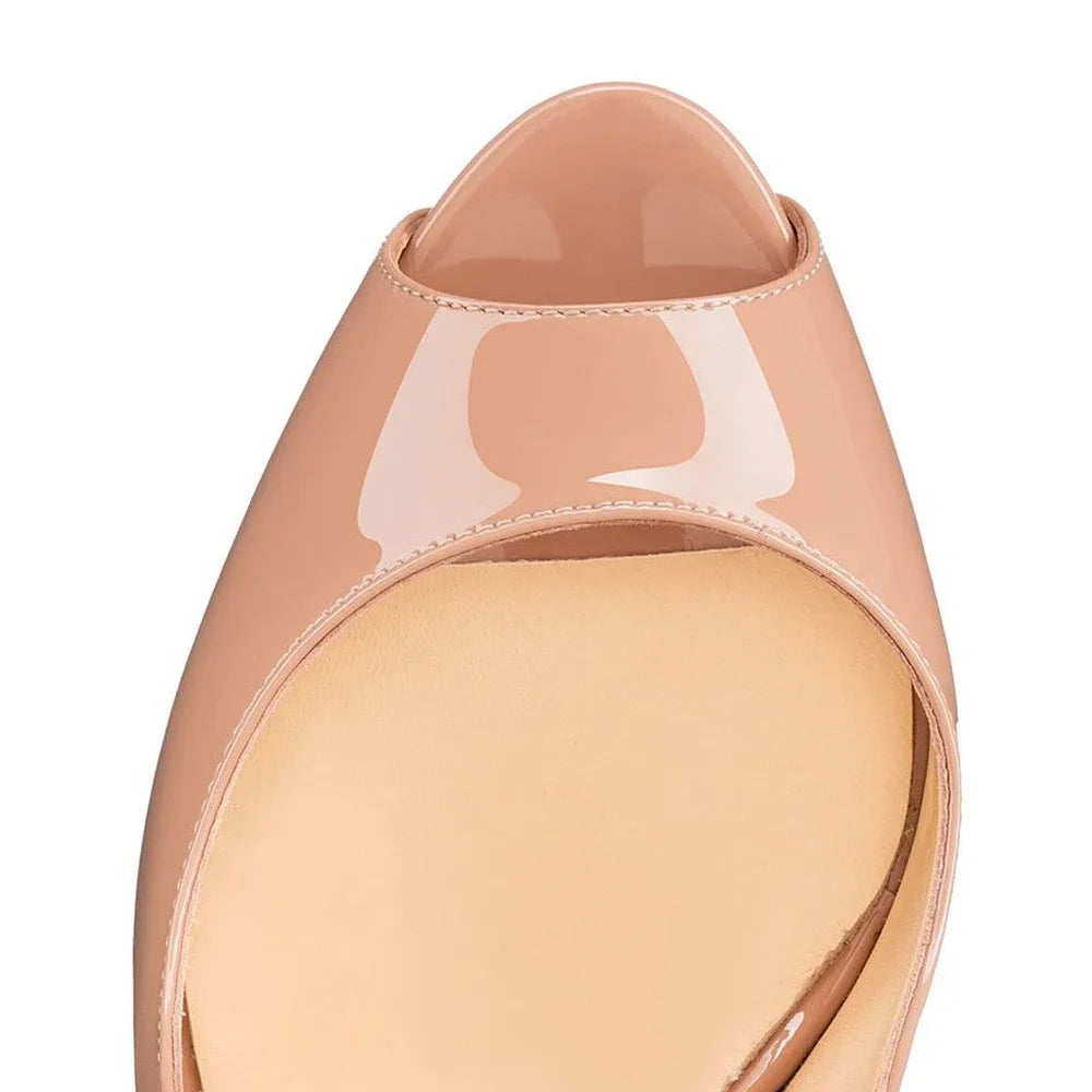 Sandales Talons Hauts 14cm Plateforme Bout Ouvert - Soirée Mariage Glamour - badassmood