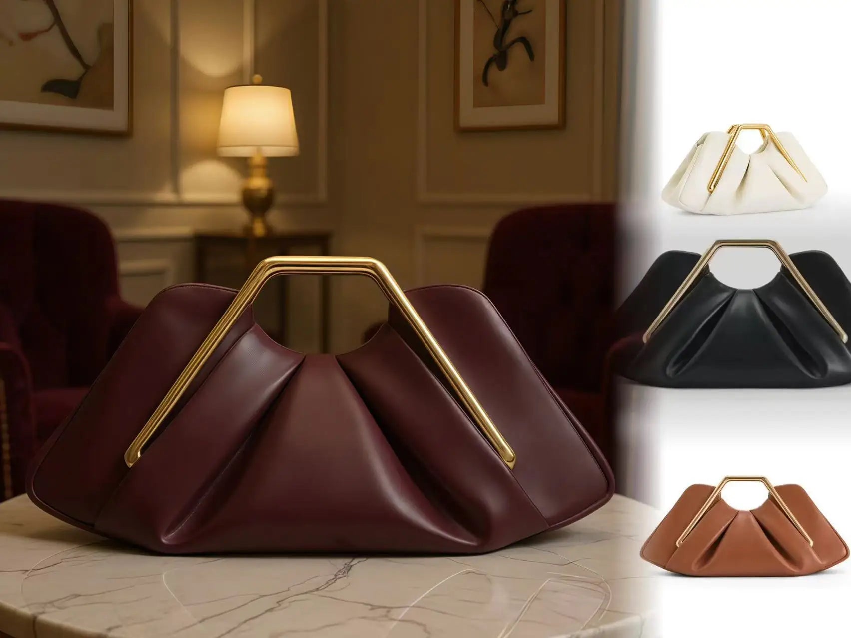 Sac Cloud Plissé Cuir Soft Niche - Pochette Soirée Pleatée Haut de Gamme Femme - badassmood