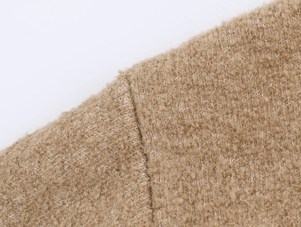 Cardigan Femme Hiver Élégant Zip - Gilet Tricoté Court Poches