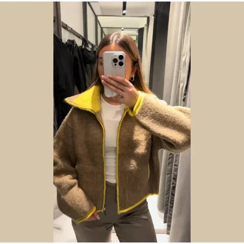 Cardigan Femme Hiver Élégant Zip - Gilet Tricoté Court Poches