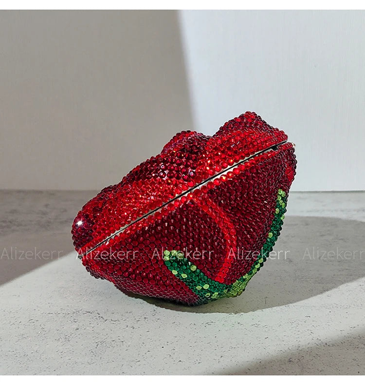 Pochette de soirée rose avec cristaux strass, sac de mariage et fête luxe pour femme, conçu par badassmood.com