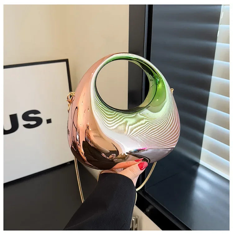 Pochette Acrylique Transparente Demi-Lune Luxe - Sac Soirée Mariage Designer Femme - badassmood