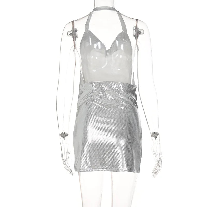 Robe Courte Sequins Dos Nu - Bretelles Soirée Party Glamour - badassmood