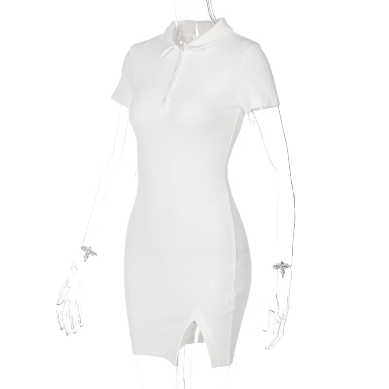 Robe Mini Fendue Manches Courtes Femme - Style Y2K Streetwear Été