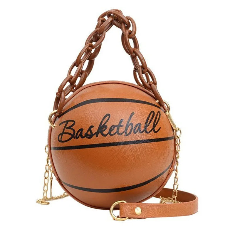 Sac Bandoulière Femme Cuir PU Chaîne - Design Basketball Original - badassmood