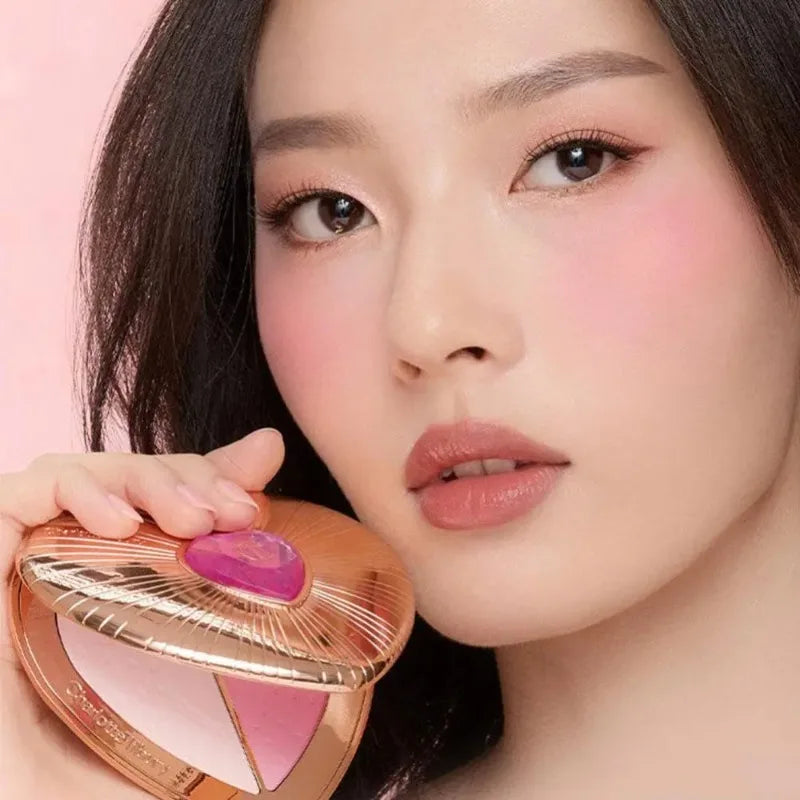 Charlotte Tilbury Shimmer Makeup Air Cushion Lightweight Moisture Oil Control Two Color Heart Shape Powder Blusher Unique Design - badassmood