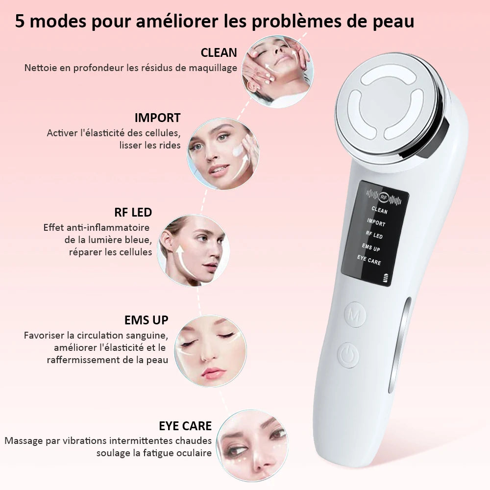 Masseur Facial RF EMS - Radiofréquence & Microcourant Lifting - badassmood