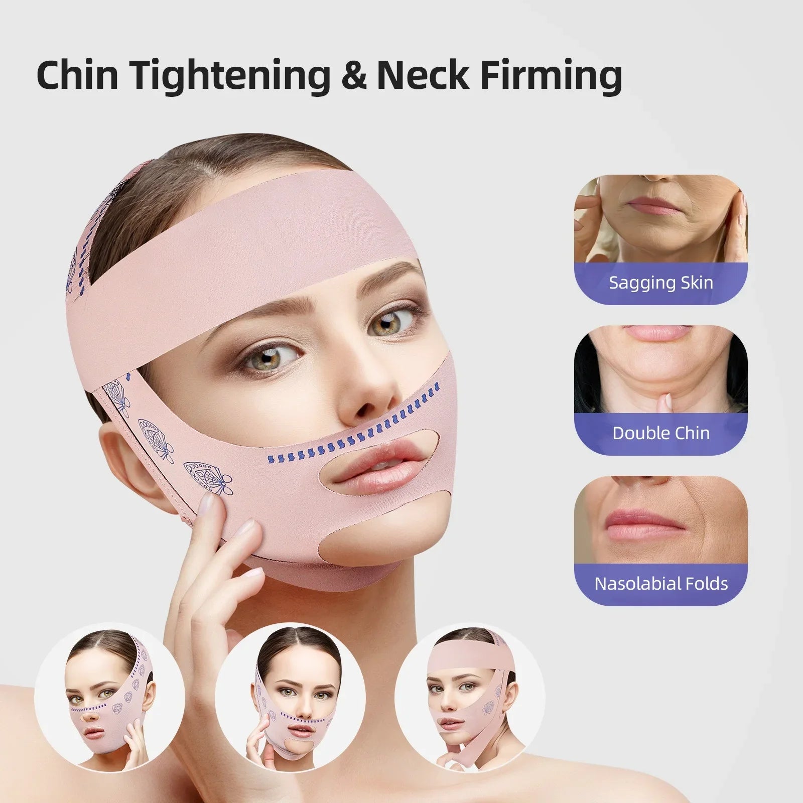 Face Slimming Bandage Women Face Lifting V Line Shaper Chin Cheek Lift Up Belt Anti Wrinkle Strap Facial Beauty Skin Care Tools - badassmood