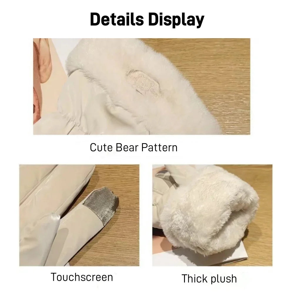 Gants Ski Femme Hiver - Gants Tactiles Imperméables Fourrés Chauds - badassmood