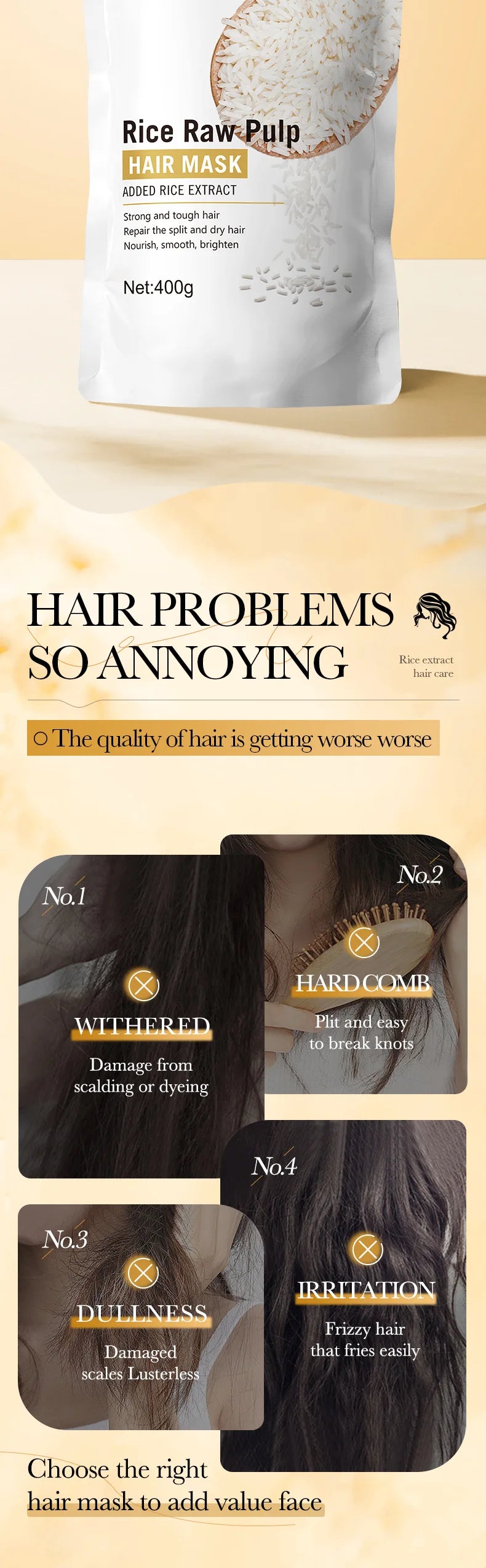 10/30/50/100/400g Magical Keratin Hair Mask 5 Seconds Repair Damaged Frizzy Hair Soft Smooth Shiny Rice Moisturizing Hair Care - badassmood