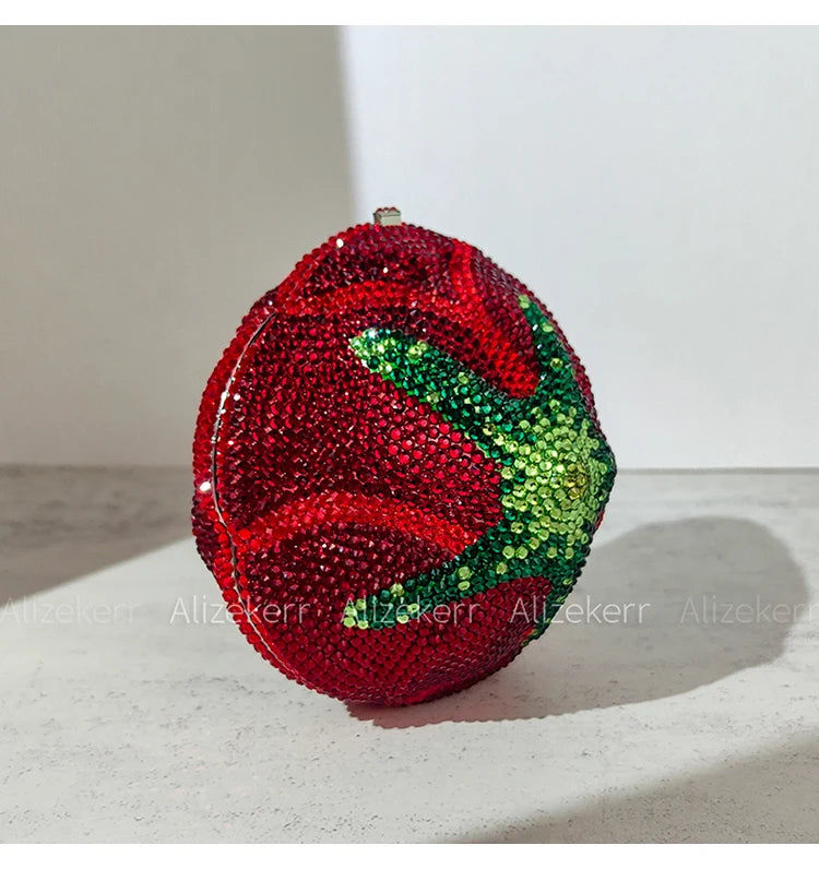 Pochette de soirée rose avec cristaux et strass, sac de mariage et fête pour femme, élégante et luxueuse.