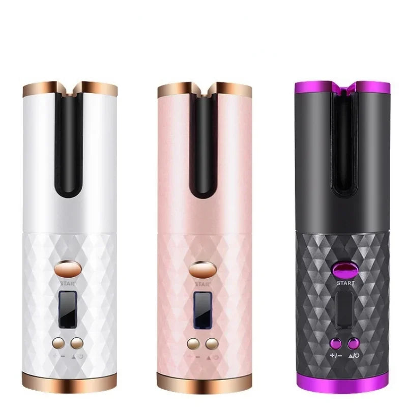 Boucleur automatique sans fil pour cheveux, rechargeable par USB, permettant de créer des boucles parfaites sans effort.