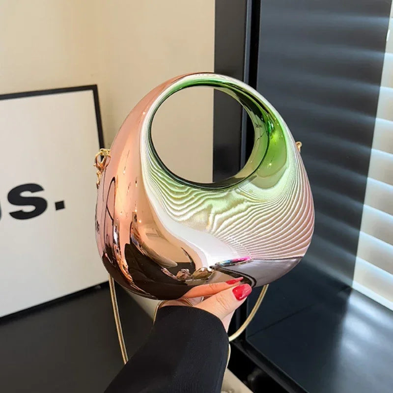 Pochette Acrylique Transparente Demi-Lune Luxe - Sac Soirée Mariage Designer Femme - badassmood