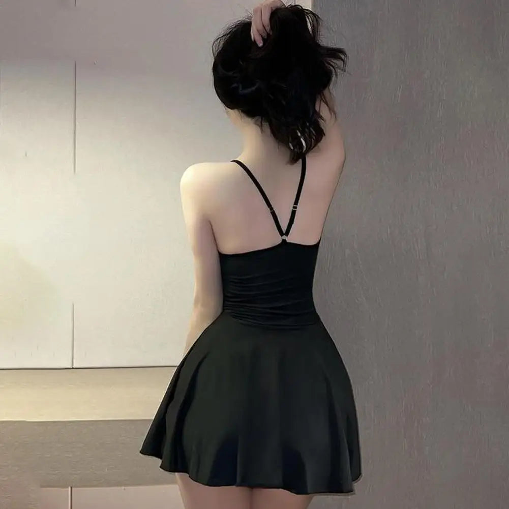 Sexy Women Pleated Micro MINI Dress Bandage Smooth Uniform Slip Mini Dress Night Club Outfits Allure Ruffled Dress Backless - badassmood