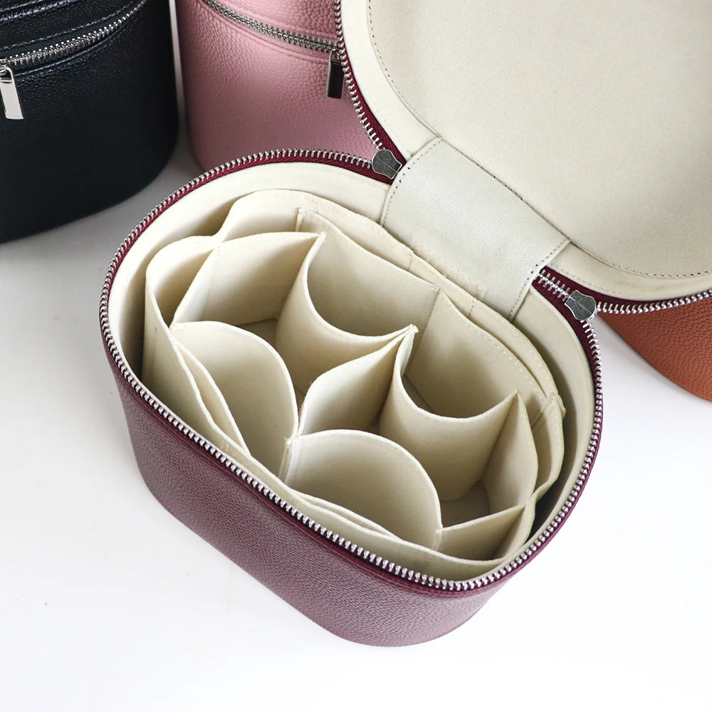 Large-capacity PU leather cosmetic box with internal storage box, customizable names and letters, travel portable cosmetic bag - badassmood