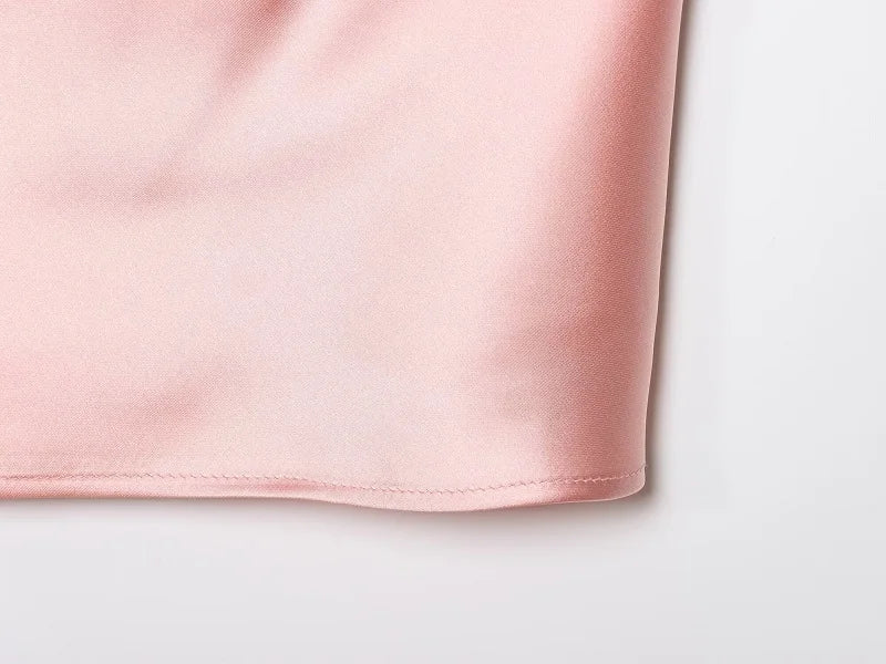 MUJER 2025 Halter Tops for Women Black Satin Backless Top Female Pink Summer Beach Top Woman off Shoulder Camisole Top Women - badassmood