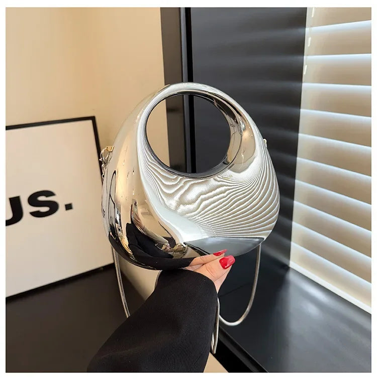 Pochette Acrylique Transparente Demi-Lune Luxe - Sac Soirée Mariage Designer Femme - badassmood