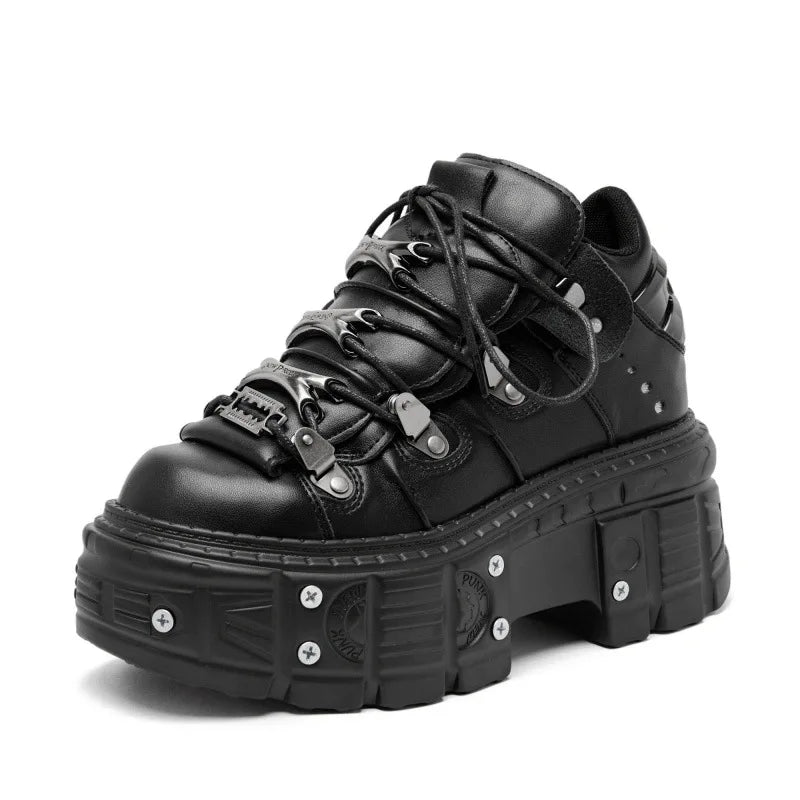 Bottines Punk Femme Plateforme Noires - Style Rock Métal Gothic - badassmood