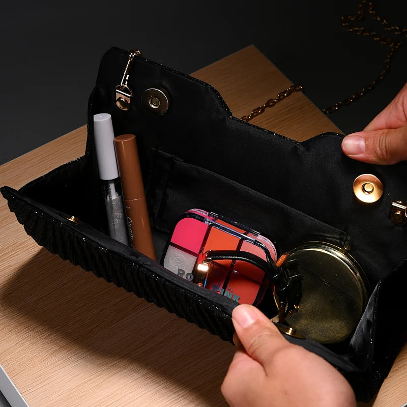 Sac Chaîne Motif Luxe Polyvalent - Pochette Soirée Mariage Femme Bandoulière Épaule - badassmood