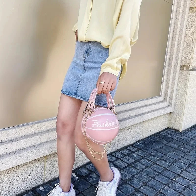 Sac Bandoulière Femme Cuir PU Chaîne - Design Basketball Original - badassmood