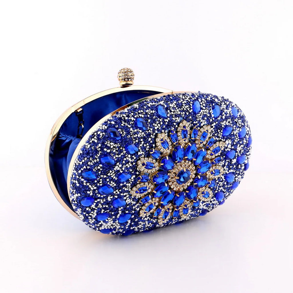 Pochette de soirée en fleurs avec strass et diamants, sac de mariage avec chaîne en métal luxe, design élégant et sophistiqué