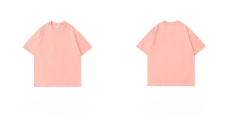 T-Shirt Coton Épais 300g Beige - Col Rond Loose Unisexe Été Basique - badassmood