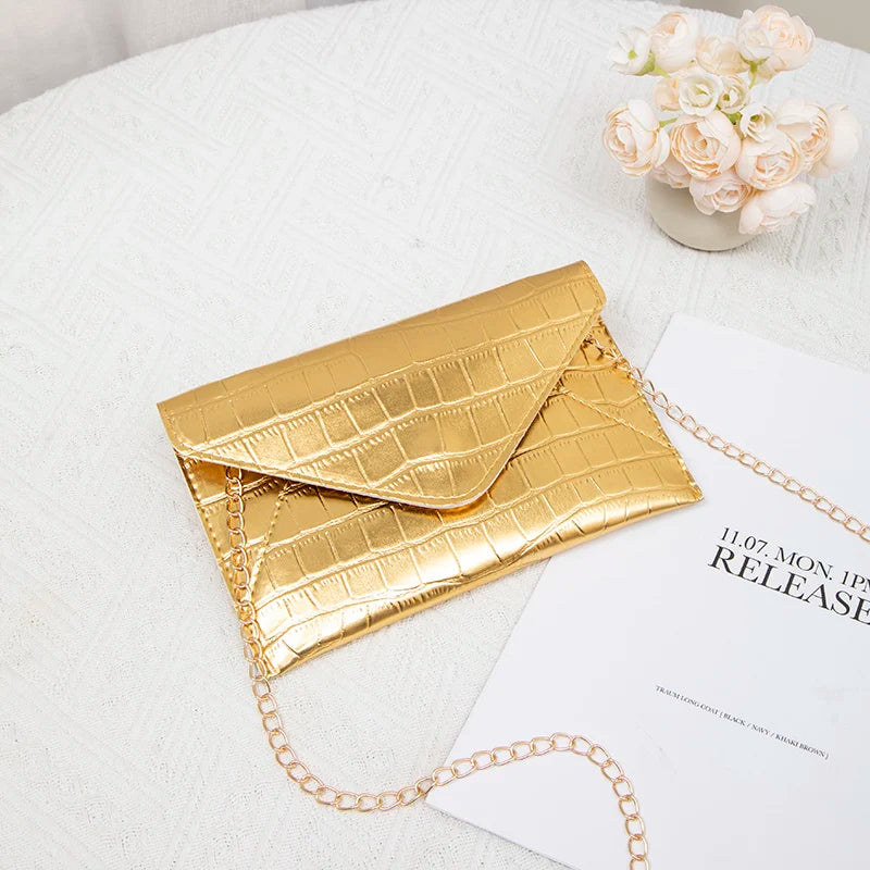 Pochette Soirée Or Argent Chaîne Luxe - Clutch Mariage Banquet Élégante Femme - badassmood
