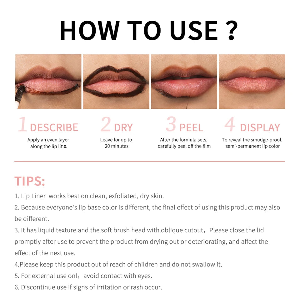 Crayon Contour Lèvres Waterproof Peel-Off - Tint Mat Effet Tatouage - badassmood