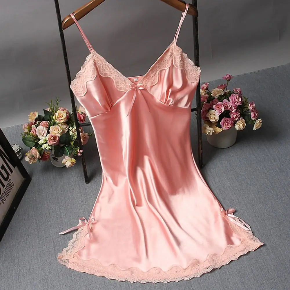 Sexy Lace Patchwork Camisola Lingerie Nighty Wedding Dress Sleep Wear Nightdress Clothes Women's Nightgowns Sexy Nightwear - badassmood