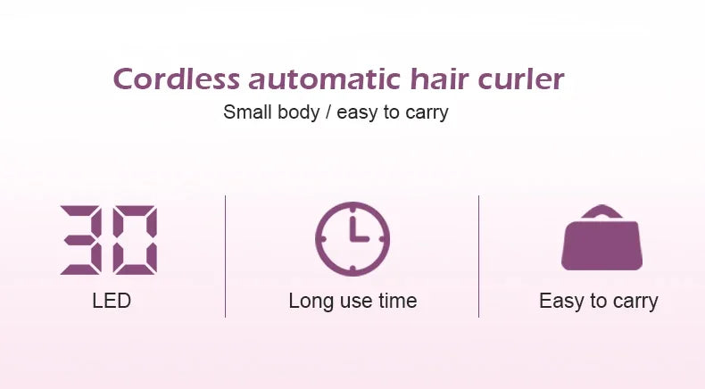 Boucleur automatique sans fil pour cheveux, rechargeable USB, création de boucles parfaites, appareil de soins capillaires.