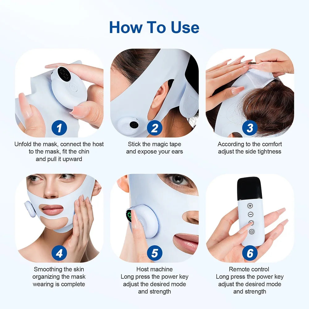 Facial EMS Lifting Machine Chin Cheek Slimming Strap Facial Shaping Massager Double Chin Removal V Line Lift Belt Skin Care Tool - badassmood