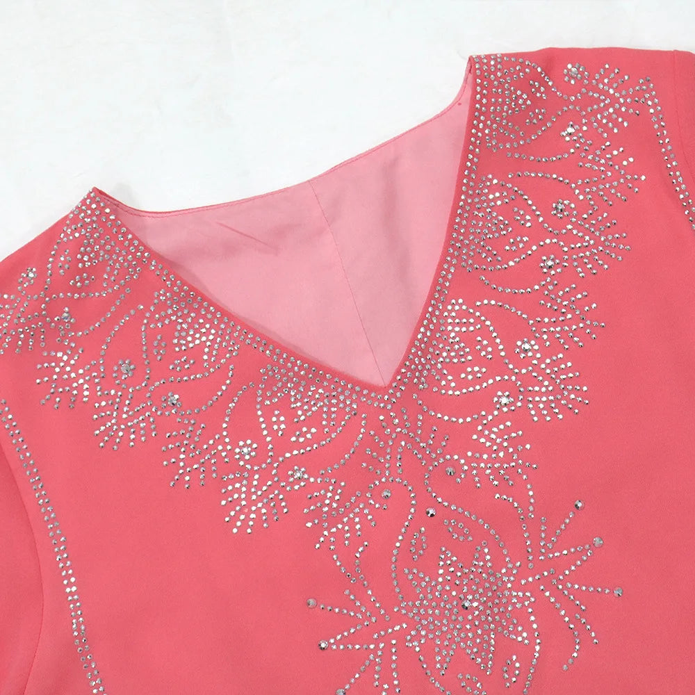 Abaya Musulmane Femme Été - Robe Longue Col V Manches Longues Élégante - badassmood