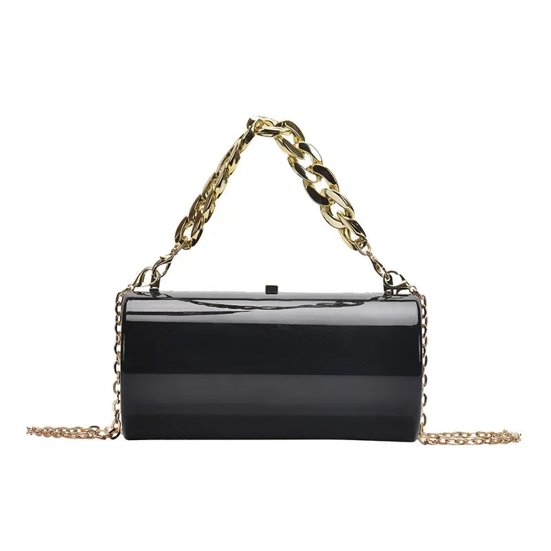 Pochette Cylindre Mini Soirée 2026 - Sac Femme Doré Bandoulière Box Clutch Party - badassmood