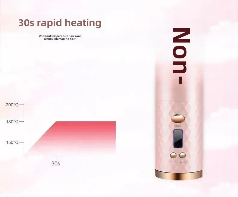 Fer à Boucler Sans Fil Automatique Mini - Boucleur Portable Sec/Humide
