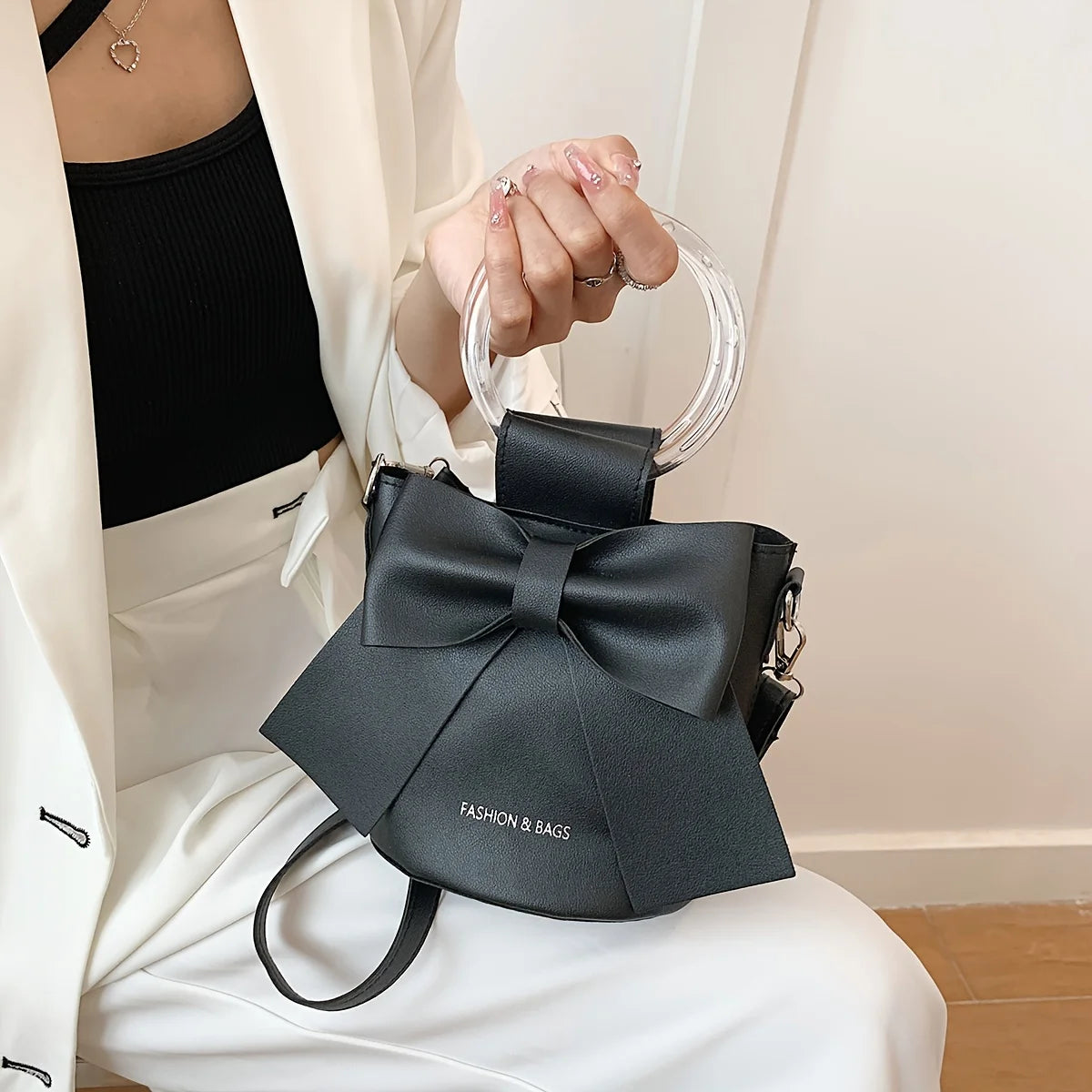 Sac Seau Femme avec Nœud Élégant - Sac Bandoulière Été Casual