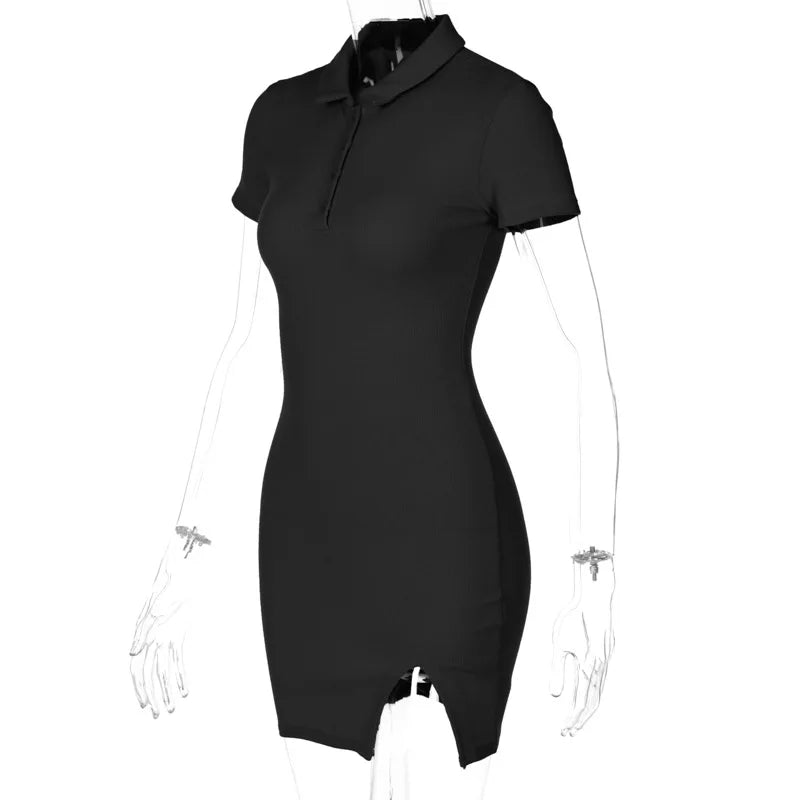 Robe Mini Fendue Manches Courtes Femme - Style Y2K Streetwear Été