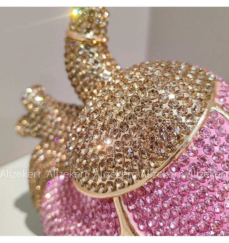 Petite pochette de soirée en forme de cœur avec strass et diamants, sac de luxe pour mariage ou fête, femme élégante.
