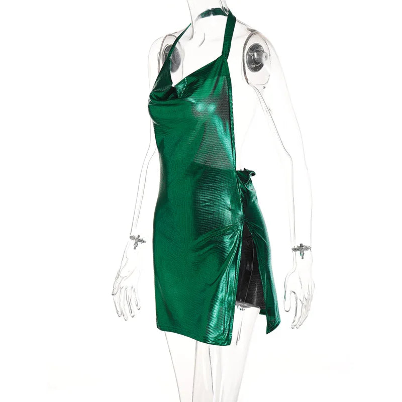 Robe Courte Sequins Dos Nu - Bretelles Soirée Party Glamour - badassmood