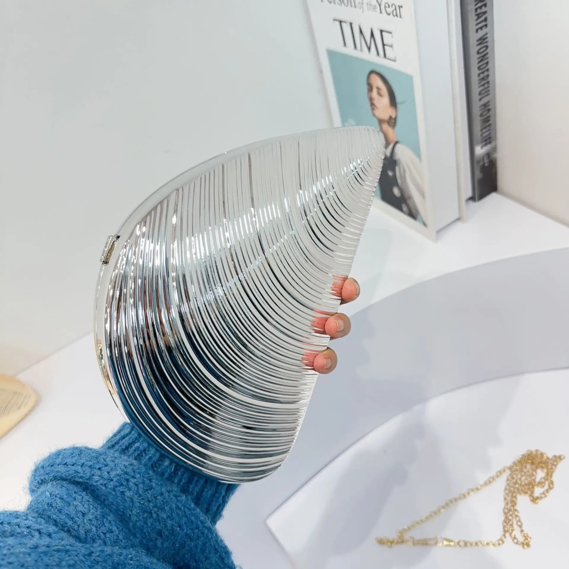 Pochette Coquillage Métal Acrylique Doré Argent - Sac Soirée Banquet Crossbody Femme - badassmood