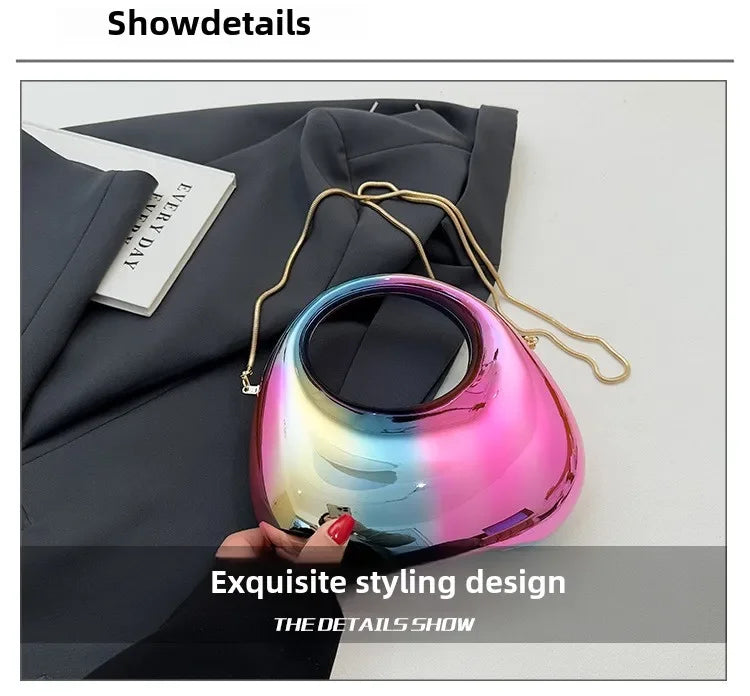 Pochette Acrylique Transparente Demi-Lune Luxe - Sac Soirée Mariage Designer Femme - badassmood