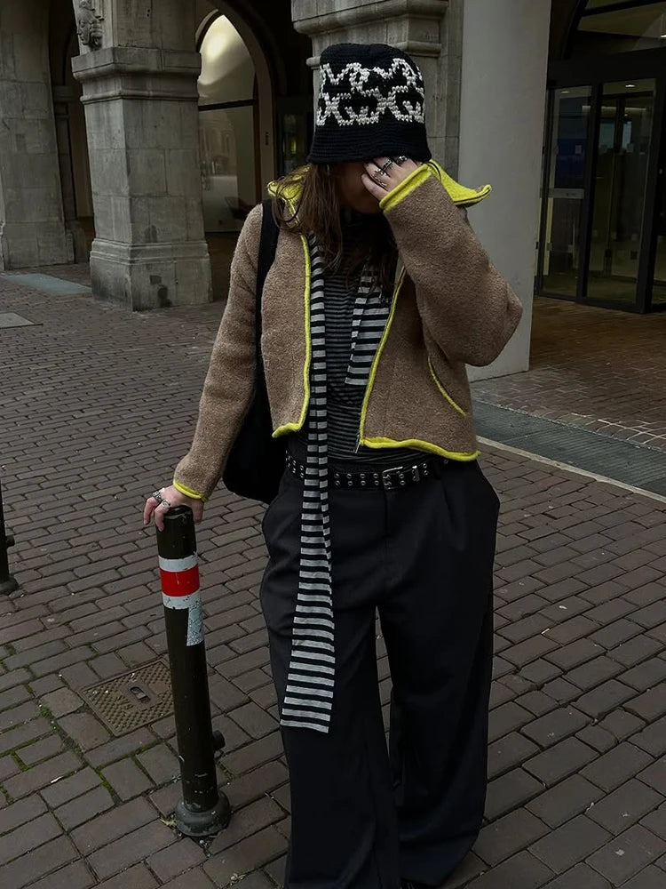 Cardigan Femme Hiver Élégant Zip - Gilet Tricoté Court Poches