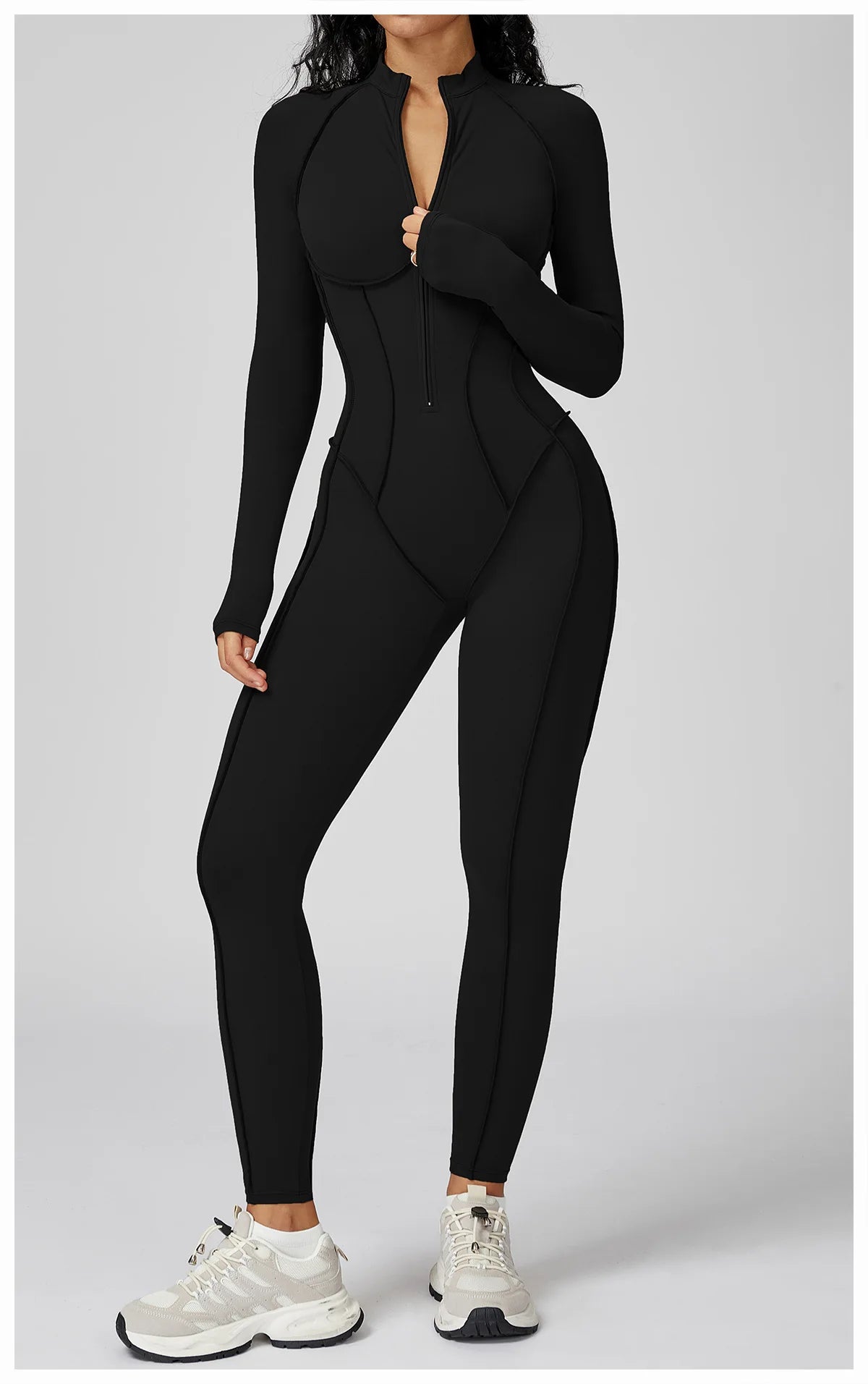 Yoga Bodysuit Long Sleeved Women's Tracksuits Gym Zipper Jumpsuits Sports Workout High-intensity Fitness One-piece Tights Suit - badassmood