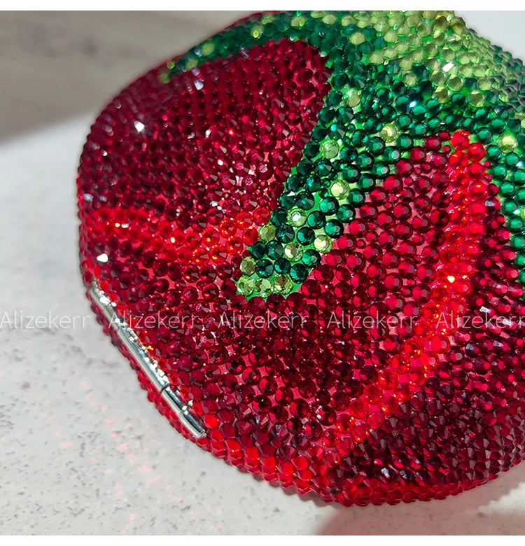 Pochette de soirée rose en cristal et strass pour mariage et fête, sac élégant pour femme, style luxe et glamour.