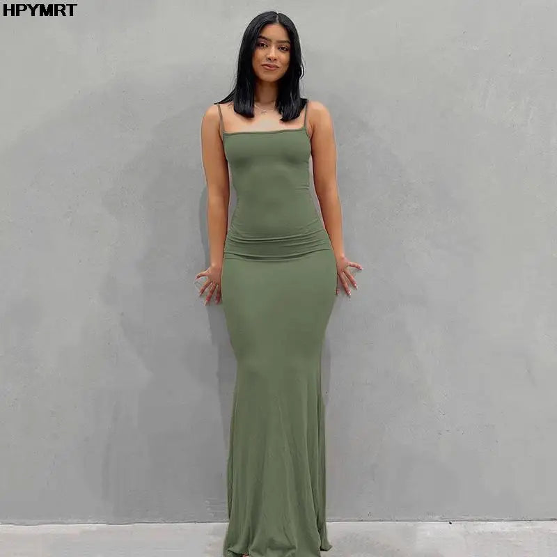 Satin Slip Sleeveless Backless Slim Sexy Maxi Dress 2022 Spring Women Party Y2K Concise Bodycon Elegant Dresses Female Clothing - badassmood