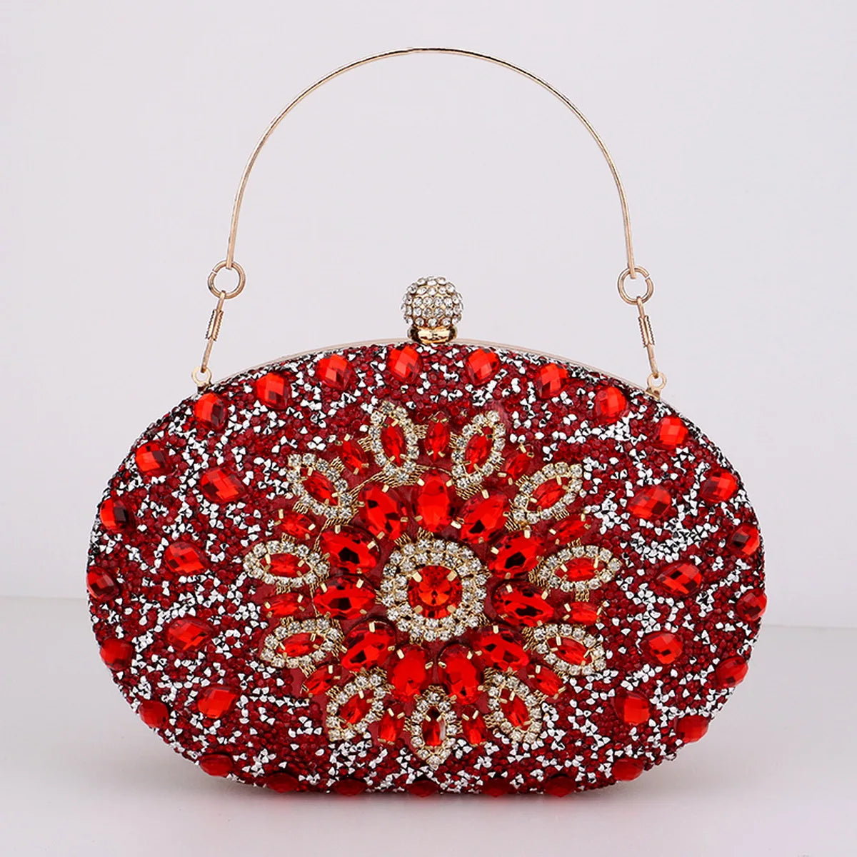 Pochette de soirée florale avec strass et diamants, sac de mariage avec chaîne en or luxe, modèle Badassmood.com