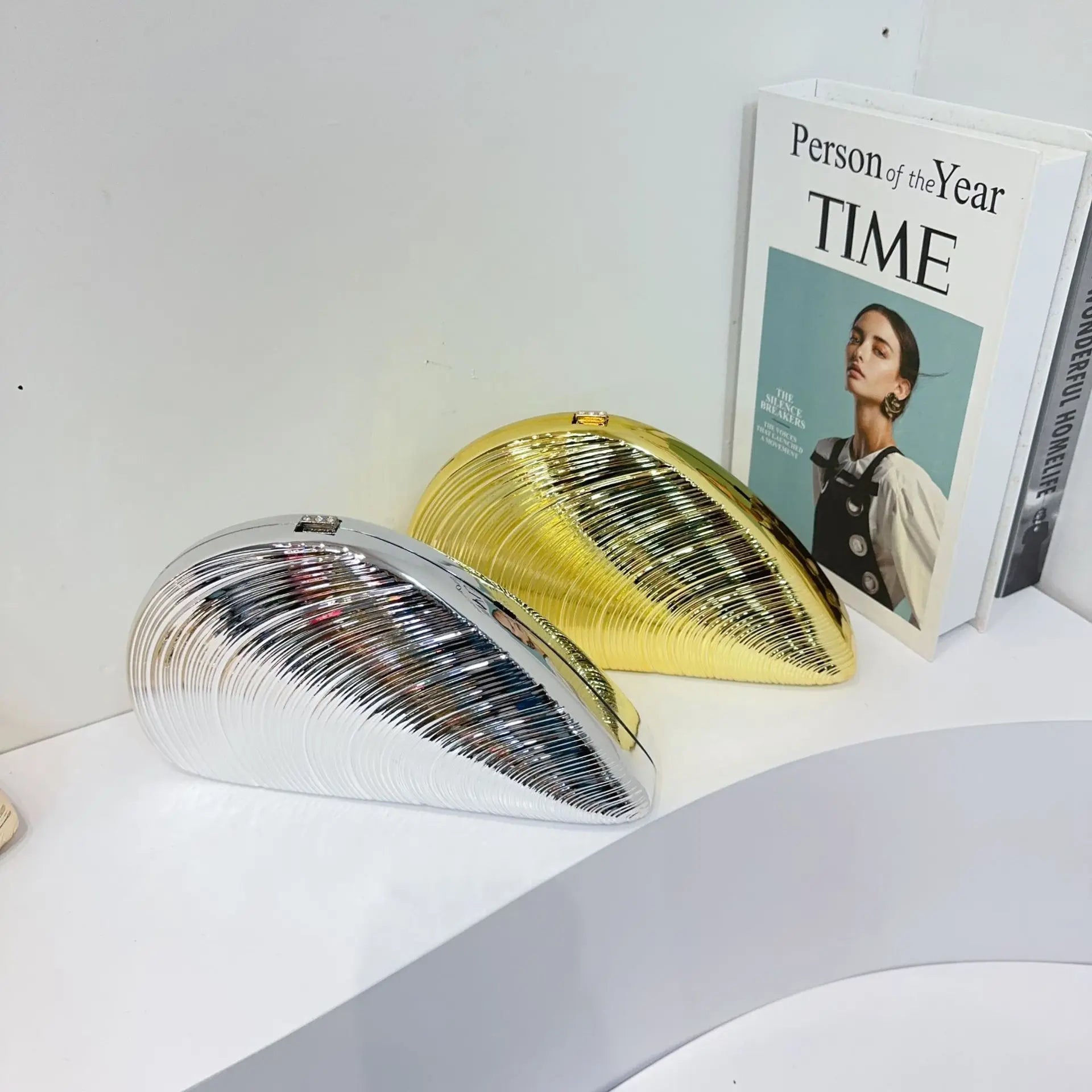 Pochette Coquillage Métal Acrylique Doré Argent - Sac Soirée Banquet Crossbody Femme - badassmood