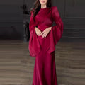 Robe Longue Satin Vintage Femme - Robe Taille Haute Col Rond Banquet Élégante - badassmood