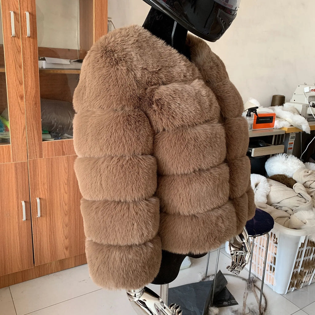Manteau Fausse Fourrure Renard Femme - Veste Courte Luxe Fluffy Hiver - badassmood