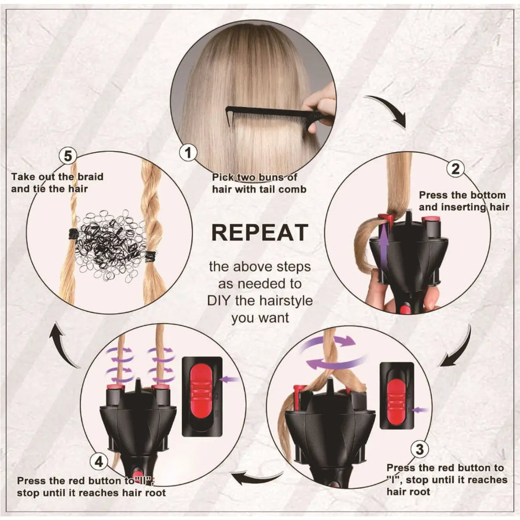 Machine à Tresses Automatique Électrique - Tresseuse Cheveux Rotative 360°